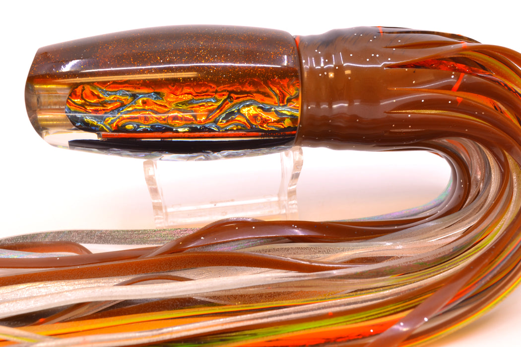 Coggin Lures Orange Rainbow Dichro Root Beer Back 4-Hole Copalure Scoop 12" 12oz Skirted