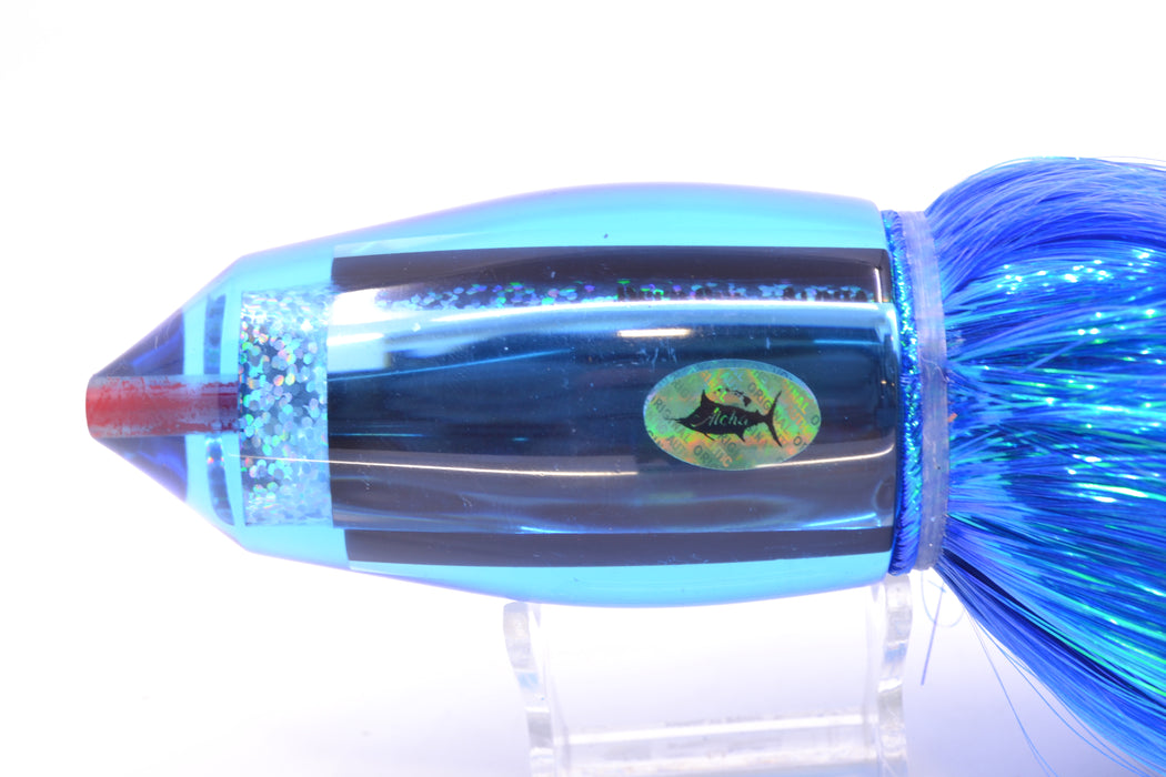 Aloha Lures Ice Blue Mirrored Large Deep Six 12" 10.5oz EZ Flash Royal Blue/White