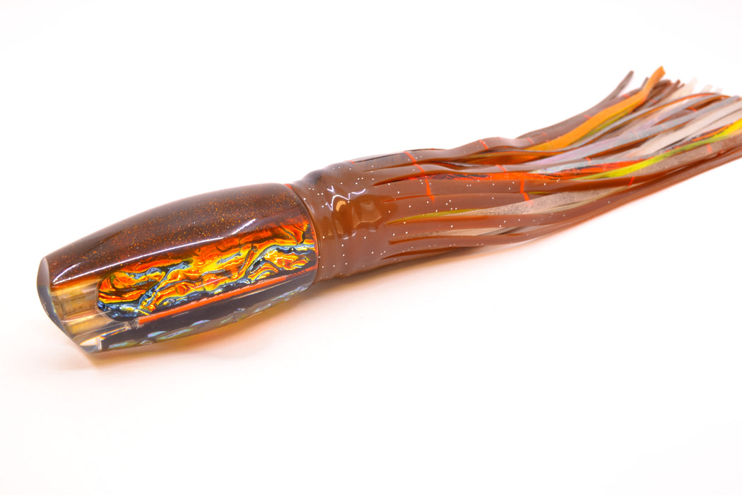 Coggin Lures Orange Rainbow Dichro Root Beer Back 4-Hole Copalure Scoop 12" 12oz Skirted