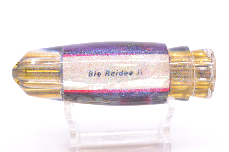 Big Reidee Blue-Green Paua Shell Blue Back Black-Red Eyes 4-Hole Bullet 9" 4.7oz