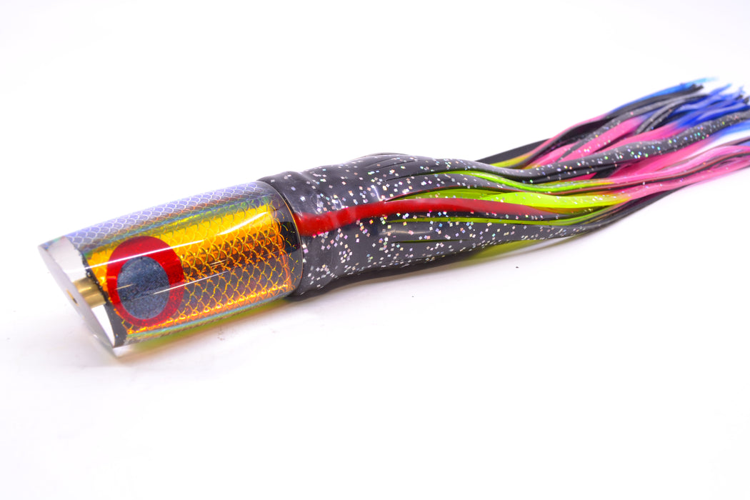 Koya Lures Rainbow Scale Black-Red Eyes JP Small Lunger 10" 6oz Skirted Black/Rainbow
