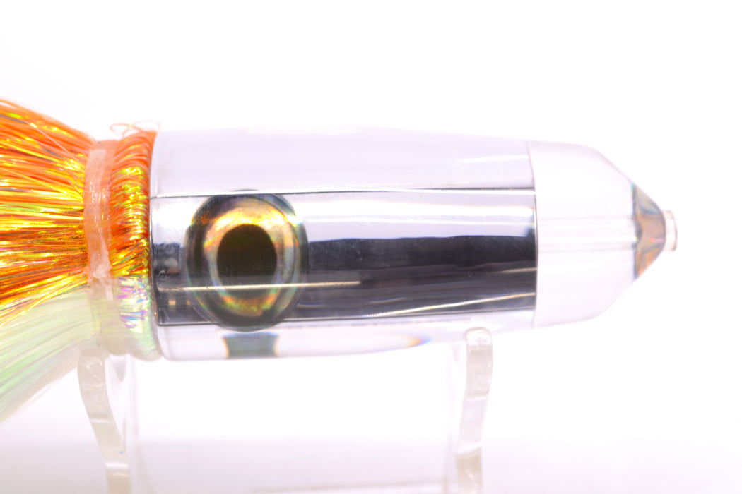 Moyes Lures Clear Mirrored Sicario Bullet 8" 4.8oz Flashabou Orange-White/Black GZE
