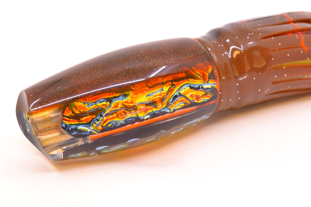 Coggin Lures Orange Rainbow Dichro Root Beer Back 4-Hole Copalure Scoop 12" 12oz Skirted