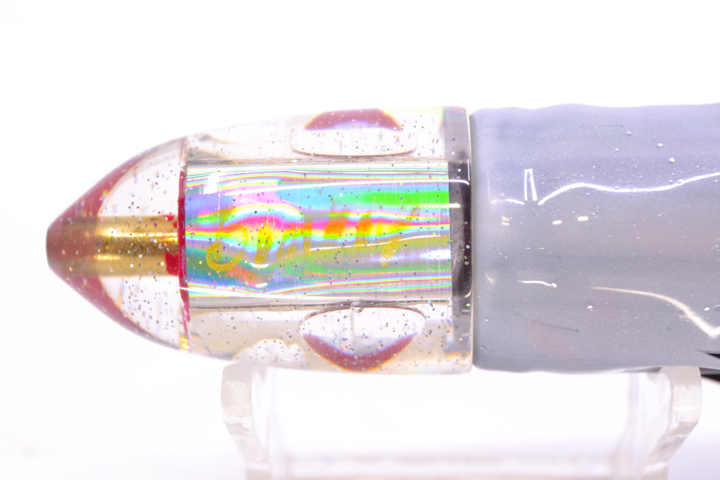 Bomboy Lures White Abalone Baby Bomb 9" 5oz Skirted Root Beer-Silver Petrolero