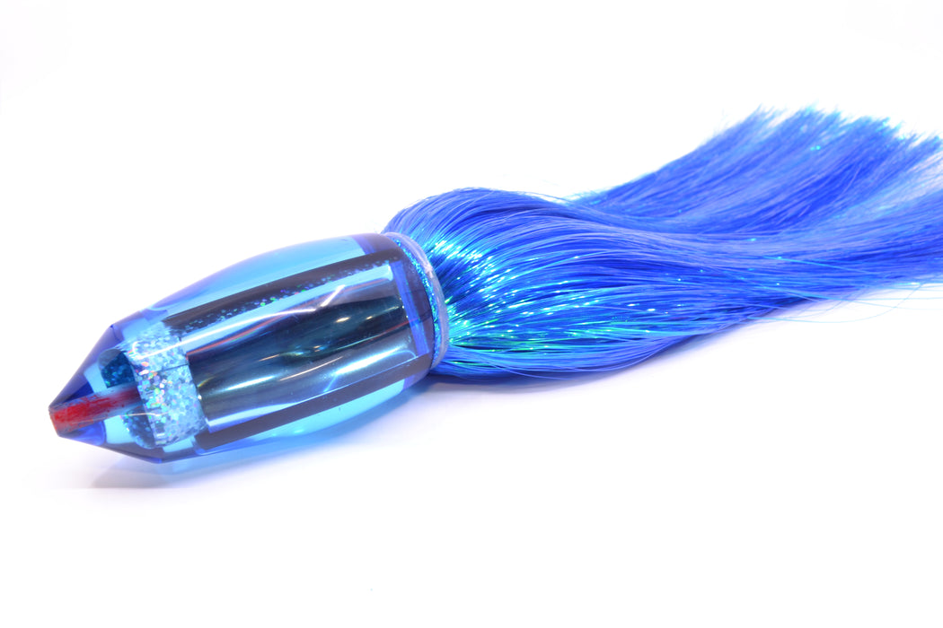 Aloha Lures Ice Blue Mirrored Large Deep Six 12" 10.5oz EZ Flash Royal Blue/White