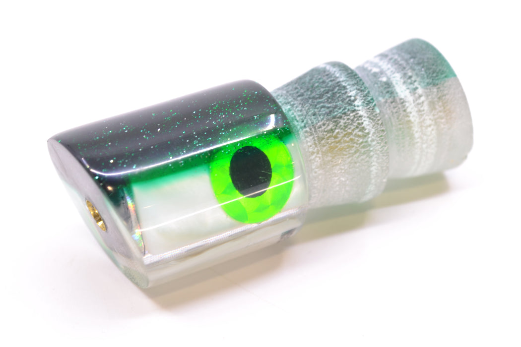 Coggin Lures Real White MOP Green Back Black-Green Eyes Peanut Pusher 5.5" 1oz