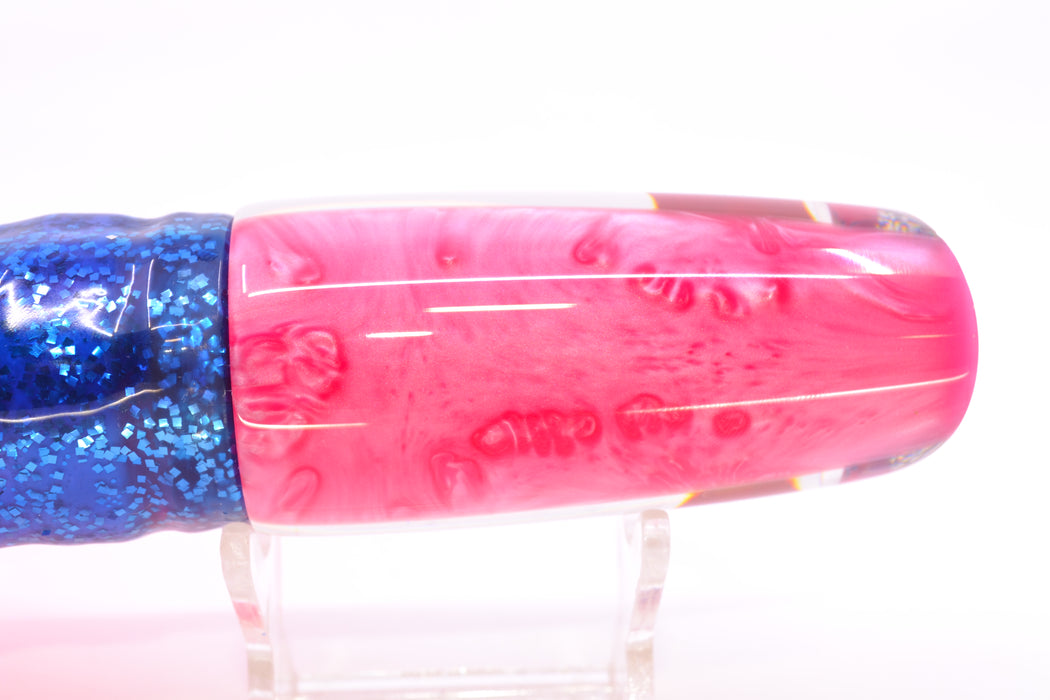 Koya Lures Clear Mirrored Pink Back Red Eyes Small 614 10" 6oz Skirted Blue-Pink/Pink