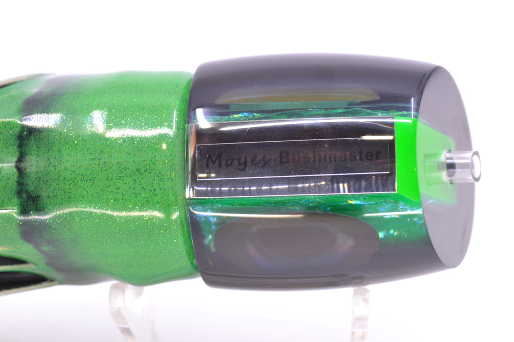 Moyes Lures Green-Orange Dichro Black Back Bushmaster 12" 7.5oz FT Vinyl Green Tiger