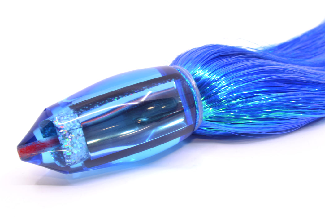 Aloha Lures Ice Blue Mirrored Large Deep Six 12" 10.5oz EZ Flash Royal Blue/White