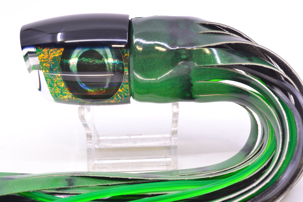 Moyes Lures Green-Orange Dichro Black Back Bushmaster 12" 7.5oz FT Vinyl Green Tiger