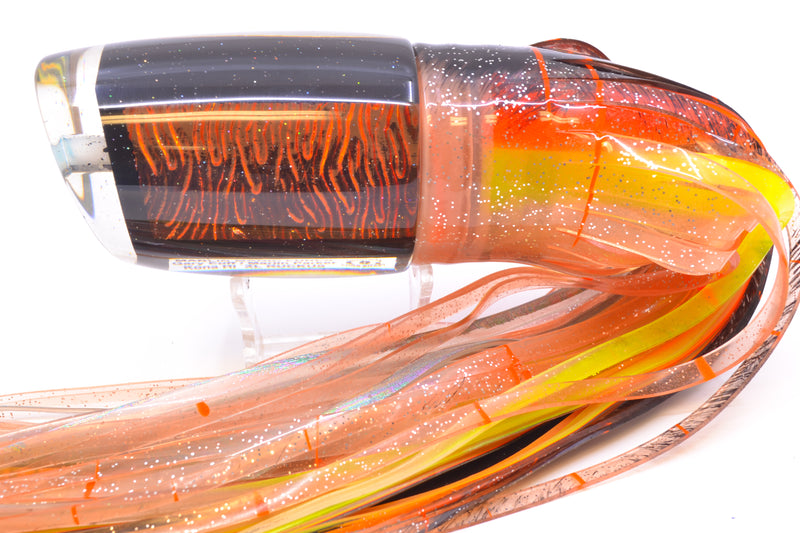 Marlin Magic Lures Orange-Red Lava Black Magic XL Ruckus 16" 17oz Skirted Root Beer-Petrolero