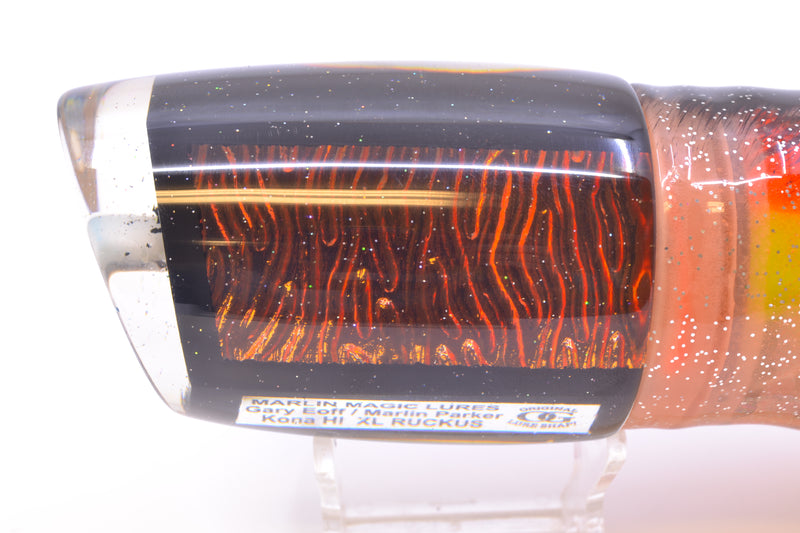 Marlin Magic Lures Orange-Red Lava Black Magic XL Ruckus 16" 17oz Skirted Root Beer-Petrolero