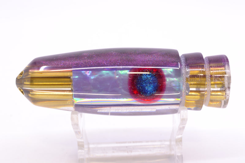 Big Reidee Purple Abalone Purple Back Black-Red Eyes 4-Hole Bullet 9" 4.7oz