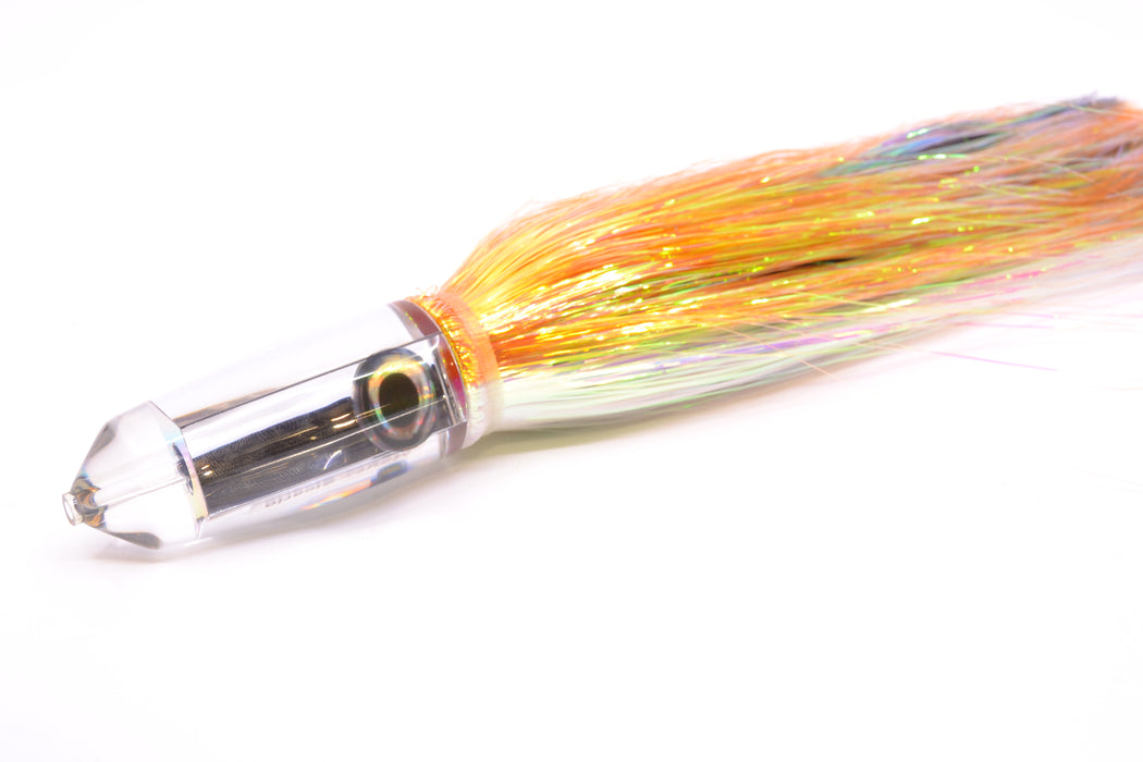 Moyes Lures Clear Mirrored Sicario Bullet 8" 4.8oz Flashabou Orange-White/Black GZE