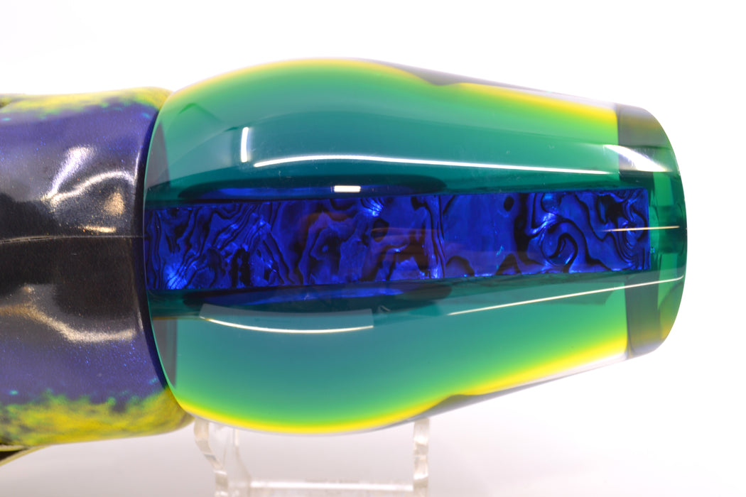 Moyes Lures Yellowfin Paua-MOP Blue-Yellow Back Sumo Teaser 26.3oz FT Vinyl Yellowfin GZE