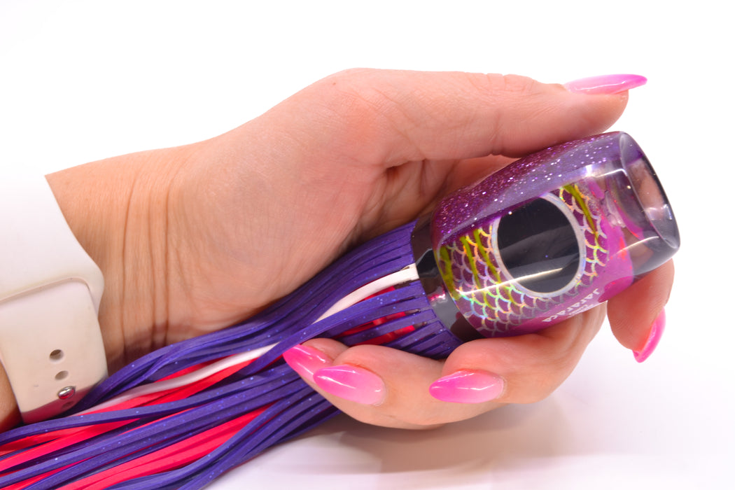 Amaral Lures Purple Pearl Rainbow Scale Green Stripes Purple Back Jararaca 12" 4oz