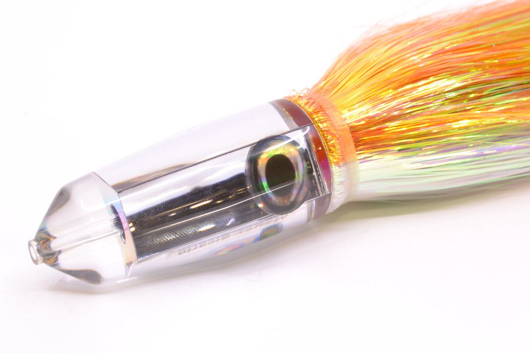 Moyes Lures Clear Mirrored Sicario Bullet 8" 4.8oz Flashabou Orange-White/Black GZE