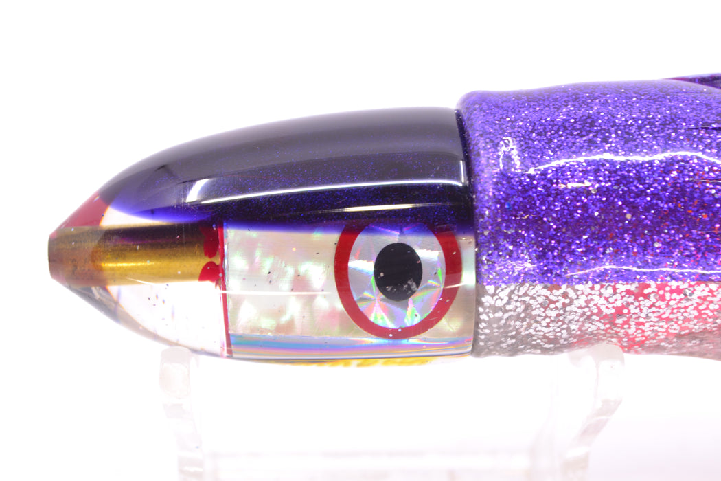 Bomboy Lures White Abalone Purple Back Baby Bomb 9" 5oz Skirted Purple-Silver/Yellow-Pink