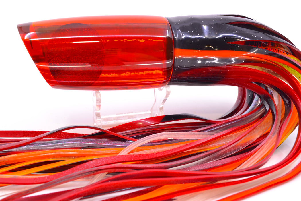 Koya Lures Red Chrome Red Eyes Medium Poi Dog 14" 11oz Skirted Black-Black & Red Bars