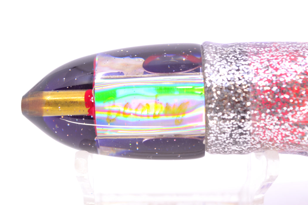 Bomboy Lures White Abalone Purple Back Baby Bomb 9" 5oz Skirted Purple-Silver/Yellow-Pink