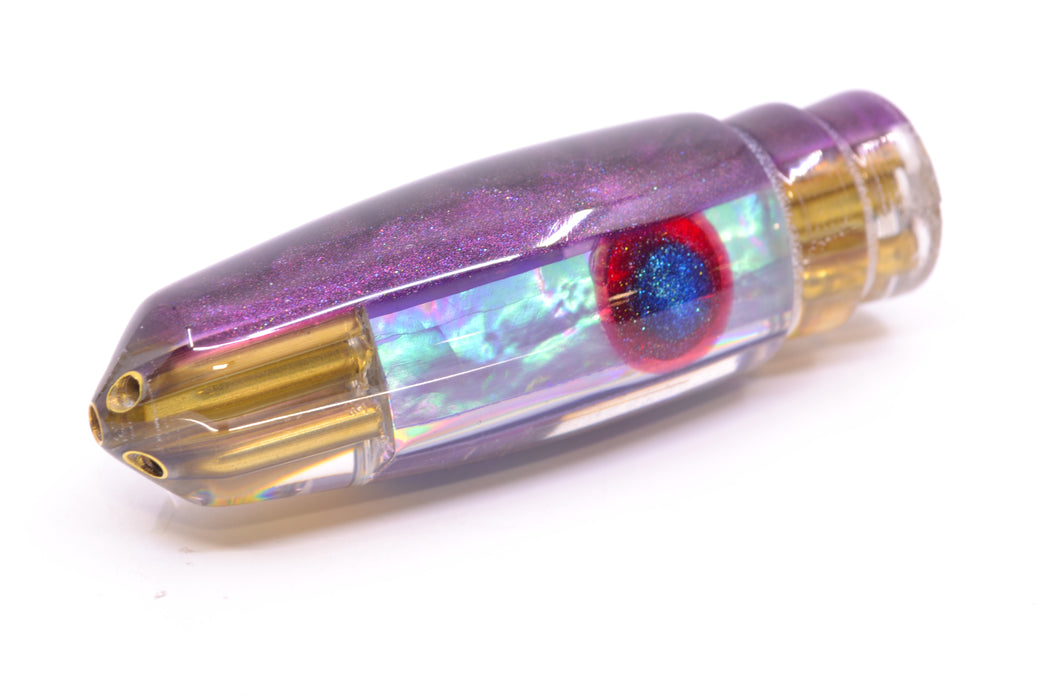 Big Reidee Purple Abalone Purple Back Black-Red Eyes 4-Hole Bullet 9" 4.7oz