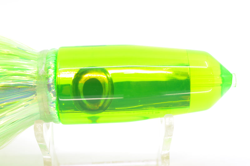 Moyes Lures Green Mirrored Sicario Bullet 8" 4.8oz Flashabou Chartreuse/Yellow