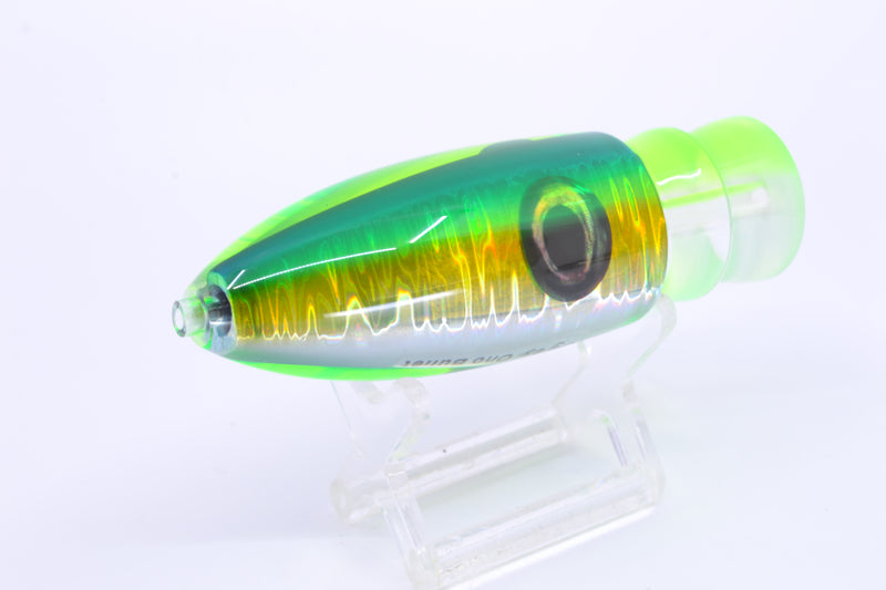 Moyes Lures Green-Chartreuse-Silver Aurora Chartreuse Back Keeled Medium Ono Bullet 9" 5.8oz GZE