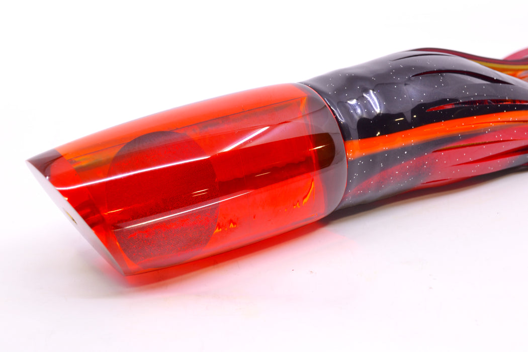 Koya Lures Red Chrome Red Eyes Medium Poi Dog 14" 11oz Skirted Black-Black & Red Bars