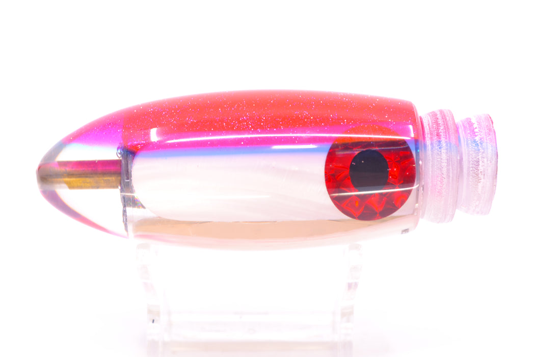 Coggin Lures Real White MOP Pink-Blue Back Black-Red Eyes Da Bomb Bullet 9" 6.7oz