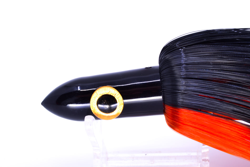 Iland Lures Black-Orange Hair Black Head "Hawaiian Eye" Ilander 8.5" 2.5oz IL405-OR/BK