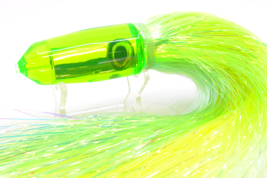 Moyes Lures Green Mirrored Sicario Bullet 8" 4.8oz Flashabou Chartreuse/Yellow GZE