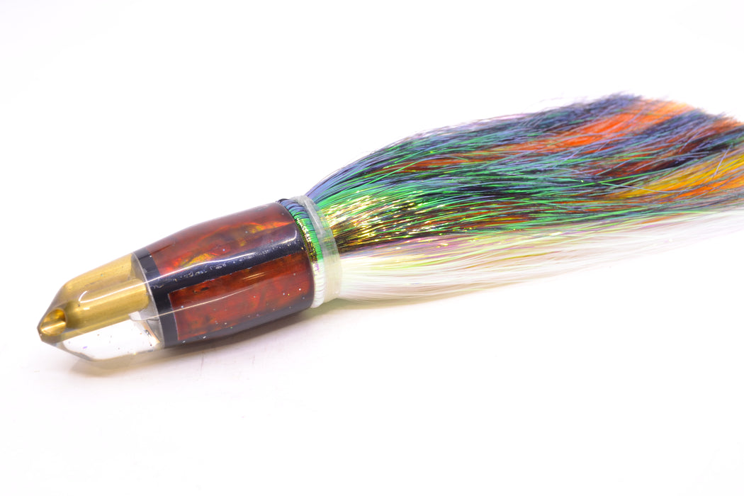 Tanigawa Lures Root Beer MOP 2-Hole Bullet 9"+ 8.5oz Flashabou Black-White/Orange-Yellow