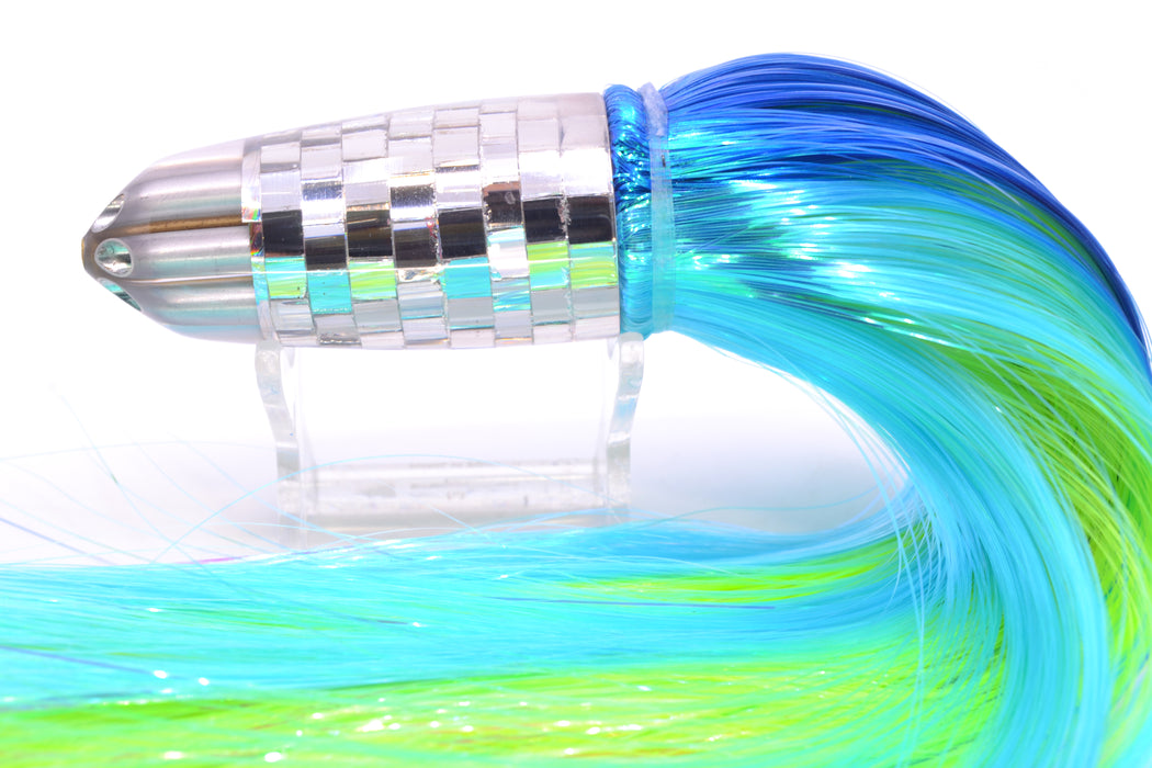 Ali'i Kai Lures Clear Mirrored Disco Ball Six Shooter 9" 6oz Strobez Royal Blue-Ice Blue