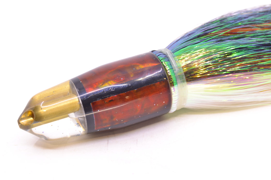 Tanigawa Lures Root Beer MOP 2-Hole Bullet 9"+ 8.5oz Flashabou Black-White/Orange-Yellow