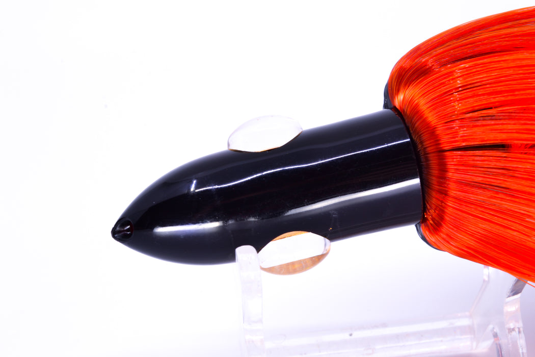 Iland Lures Black-Orange Hair Black Head "Hawaiian Eye" Ilander 8.5" 2.5oz IL405-OR/BK