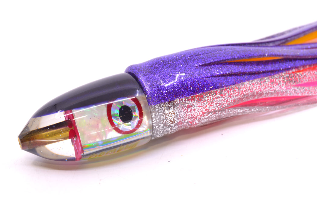 Bomboy Lures White Abalone Purple Back Baby Bomb 9" 5oz Skirted Purple-Silver/Yellow-Pink