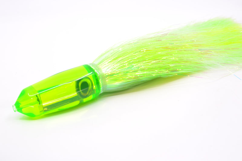 Moyes Lures Green Mirrored Sicario Bullet 8" 4.8oz Flashabou Chartreuse/Yellow