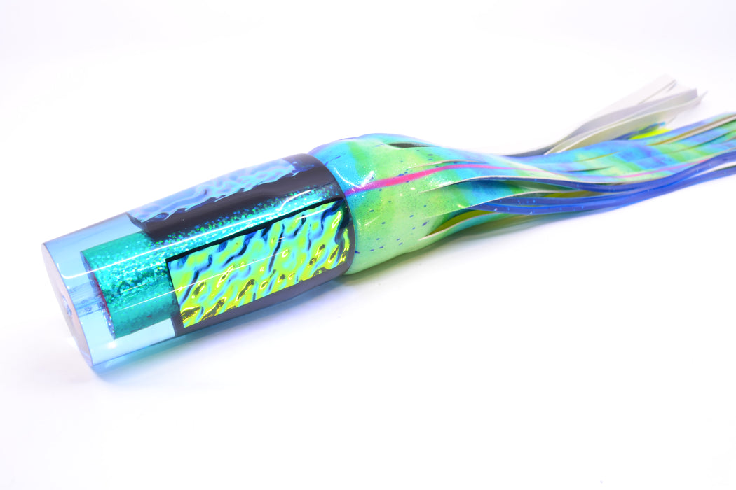 Aloha Lures Teal Rainbow Lime Green Dichro Sundowner 14" 11.5oz FT Vinyl Mad Mahi