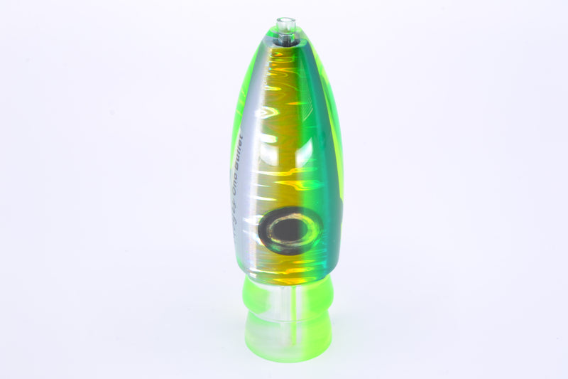 Moyes Lures Green-Chartreuse-Silver Aurora Chartreuse Back Keeled Medium Ono Bullet 9" 5.8oz GZE
