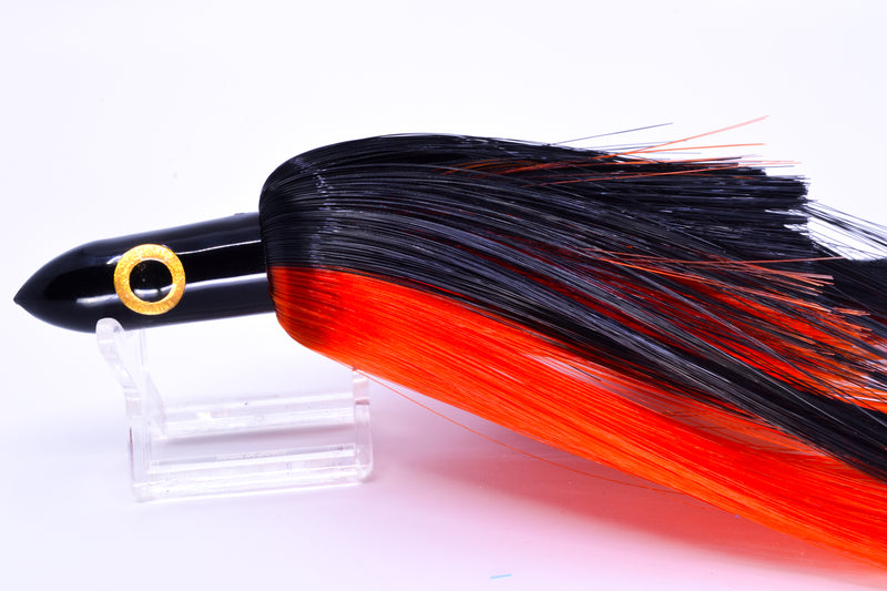 Iland Lures Black-Orange Hair Black Head "Hawaiian Eye" Ilander 8.5" 2.5oz IL405-OR/BK