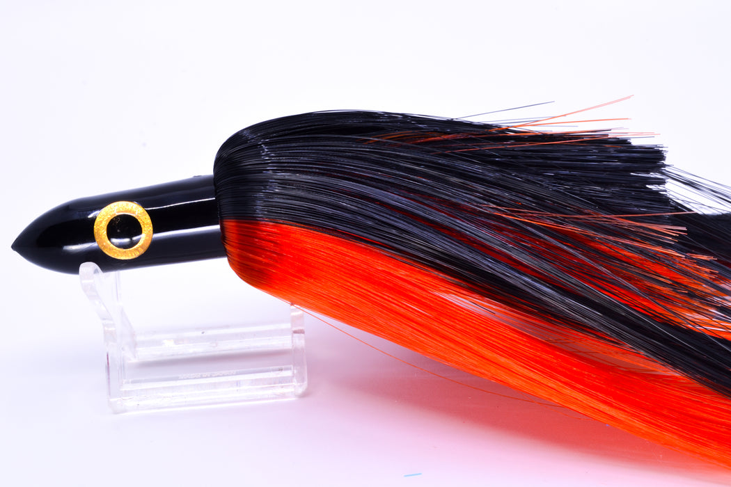Iland Lures Black-Orange Hair Black Head "Hawaiian Eye" Ilander 8.5" 2.5oz IL405-OR/BK