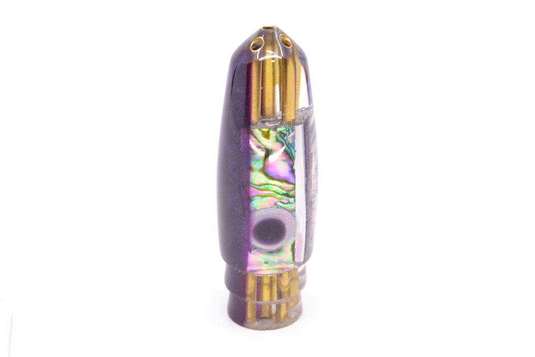 Big Reidee Natural EKG Shell Purple Back Black-Silver Eyes 4-Hole Bullet 9" 4.7oz