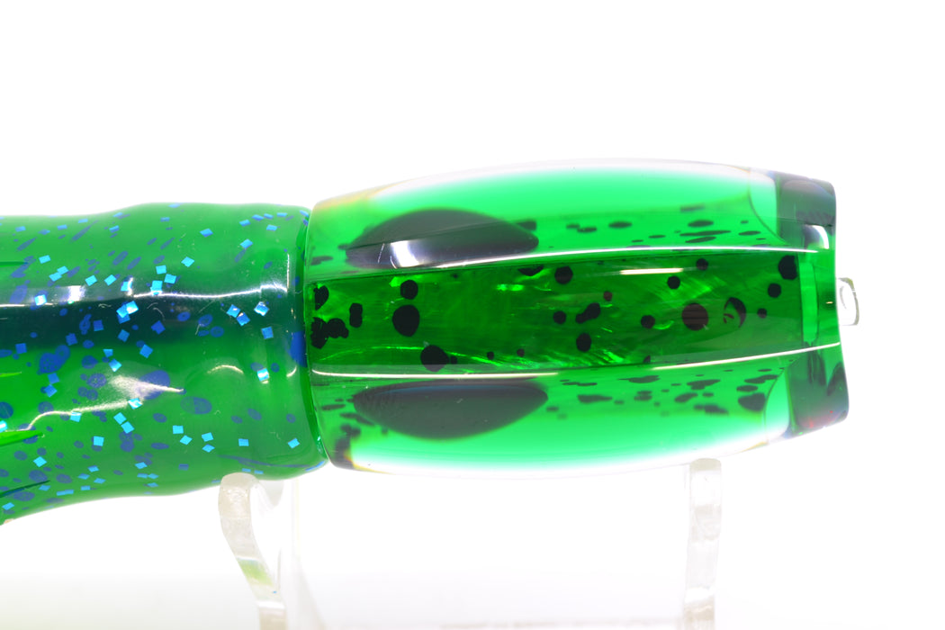 Moyes Lures Mahi MOP Green Back Red Eyes Small Argus 9" 3.5oz Skirted Mahi