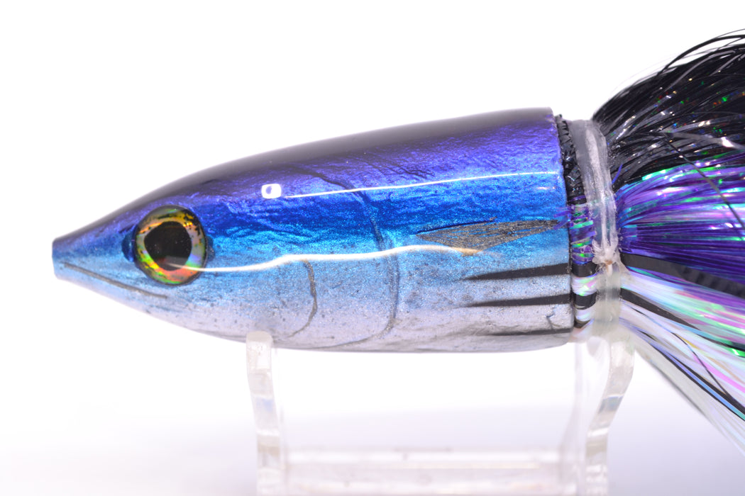 Ali'i Kai Lures Small Aku 9" 6oz EZ Flash Black-Purple Stripes-White with Aku Stripes GZE