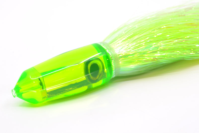 Moyes Lures Green Mirrored Sicario Bullet 8" 4.8oz Flashabou Chartreuse/Yellow