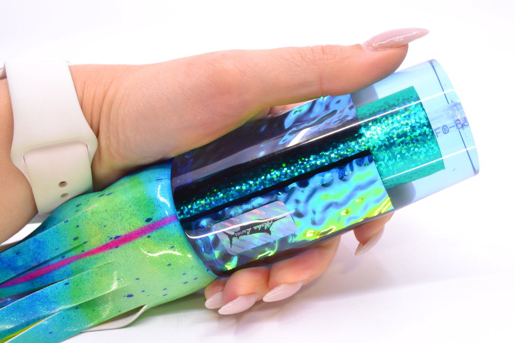 Aloha Lures Teal Rainbow Lime Green Dichro Sundowner 14" 11.5oz FT Vinyl Mad Mahi