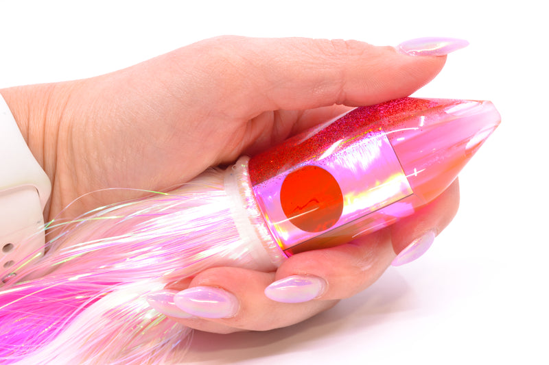TANTRUM Lures Pink MOP Red Back Medium JetPack Bullet 9" 6.4oz Strobez White/Pink