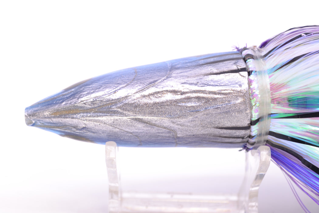 Ali'i Kai Lures Small Aku 9" 6oz EZ Flash Black-Purple Stripes-White with Aku Stripes GZE