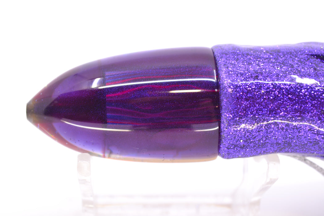 Bomboy Lures White Abalone Purple Back Baby Bomb 9" 5oz Skirted Purple-Silver/Silver-Black