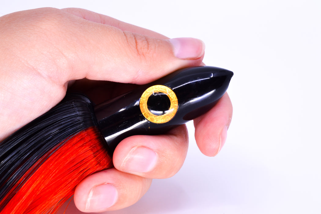 Iland Lures Black-Orange Hair Black Head "Hawaiian Eye" Ilander 8.5" 2.5oz IL405-OR/BK